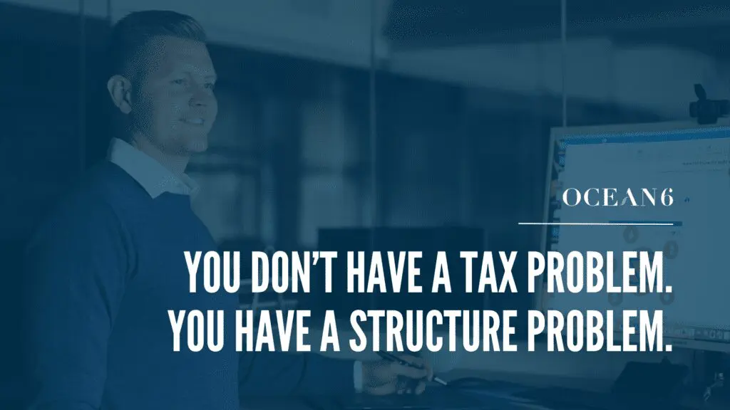 Before and after comparison showing how restructuring income saved $75,000 per year in taxes